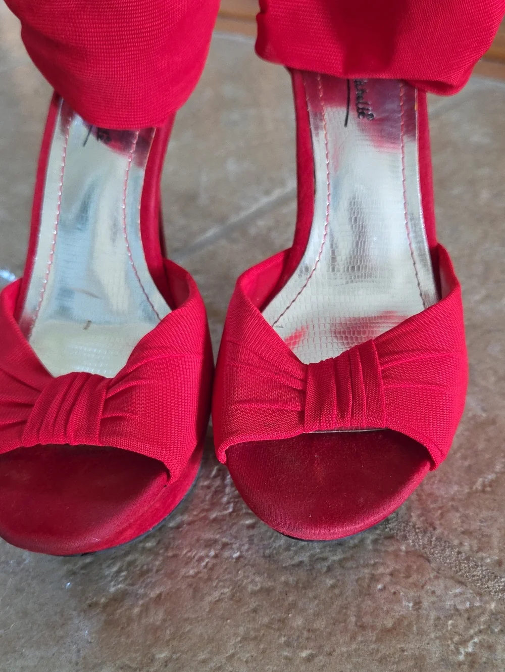Anne Michelle Red High Heel Ankle-Strap Sandals